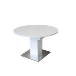 Mäusbacher Esstisch Rund 120-160 Cm Weiß Matt / Edelstahloptik | Ausziehbar