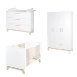 Roba Clara Kinderzimmer 3T Weiß Bett, Wickelkommode, Schrank