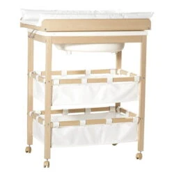Roba Bade-Wickel-Kombi Natur Klappbarer Tisch Mit Wanne