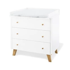 Pinolino Pan Wickelkommode Breit MDF Weiß / Eiche Massiv - Zum Toppreis