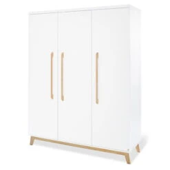 Pinolino Riva Kleiderschrank Groß 3-türig MDF Weiß / Esche Massiv - Zum Toppreis
