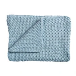 Schardt Strickdecke Hellblau 75x100 Cm Tagesdecke - 100% Baumwolle