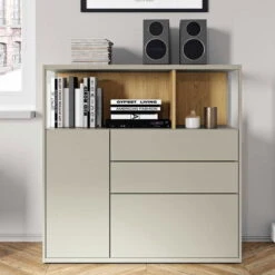 Now! Vision By Hülsta Einzelmöbel 6R 1 Tür 108,1x108,7x42 - Lack-seidengrau/Natureiche