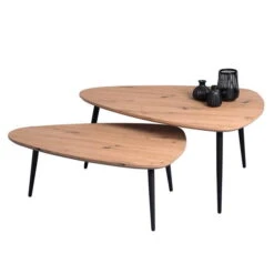 HomeTrends4You Couchtisch Luka 2er-Set MDF Dekor Artisaneiche, Gestell Metall Anthrazit