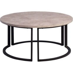 HomeTrends4You Couchtisch New York 2 Dekor Betonoptik | Gestell Metall Schwarz