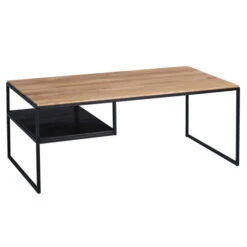 HomeTrends4You Couchtisch Lias Wildeiche Massiv | Gestell Metall Schwarz