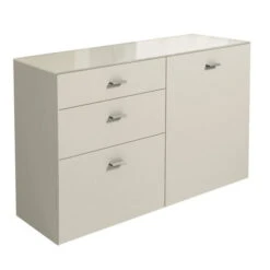 Now! No.14 By Hülsta Sideboard 4R 3 Schubladen 76,8x175x42 - Lack-seidengrau/Hochglanz-seidengrau