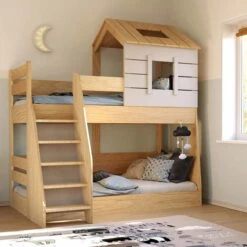 Nature Kid My House Etagenbett Natur/grau Liegefläche 90/100 X 200 Cm