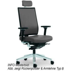 Rovo XN 5070 Drehstuhl Mit Kopfstütze Semianilin-Leder | Rückenpolster