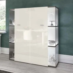 Now! No.14 By Hülsta Kombination 18 155x140x42 Lack-weiß/Lack-Hochglanz-weiß