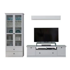 Trendteam Baxter Anbauwand 3-teilig Weiß Dekor | Breit Hoch