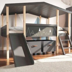 Nature Kid Cory Hausbett Anthrazit Mit Rutsche Liegefläche 90 X 200