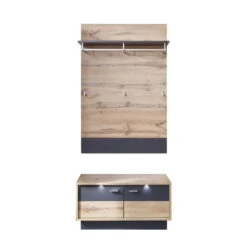 Trendteam Coast Garderoben-Set 2-teilig Paneel Wotan Eiche / Grau Melamin
