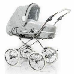 HESBA Condor Coupe Kinderwagen Außen 761 Innen 700 Teilleder Räder Weiß 30 Cm, Ledergriff Weiß