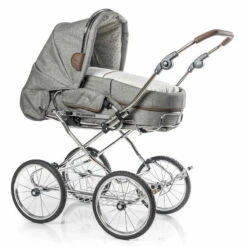 HESBA Condor Coupe Kinderwagen Außen 796 Innen 718 Teilleder Räder Schwarz 30 Cm, Ledergriff Braun