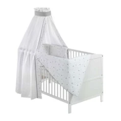 Schardt Conny Komplettbett Weiß - 70x140 Cm Mit Ausstattung Sternchen Grau