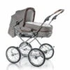 HESBA Corrado Kinderwagen Außen 796, Innen 227 Teilleder - Räder Schwarz 30 Cm, Griff Braun