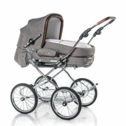 HESBA Corrado Kinderwagen Außen 796, Innen 227 Teilleder - Räder Schwarz 30 Cm, Griff Braun
