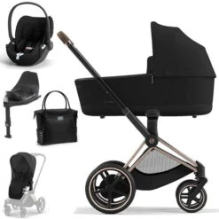 CYBEX E-PRIAM Kinderwagen Sepia Black Bundle New Generation Inkl. 8 Zubehörartikel
