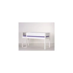 Manis-h Halbhohes Bett FREJ 90x200 Cm Einfarbig Absturzsicherung & Leiter - 20 Farben Wählbar