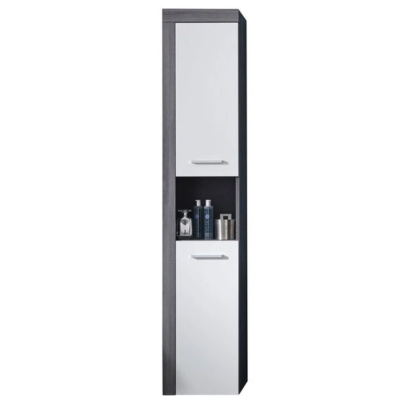 Trendteam Miami Hochschrank Weiß / Rauchsilber