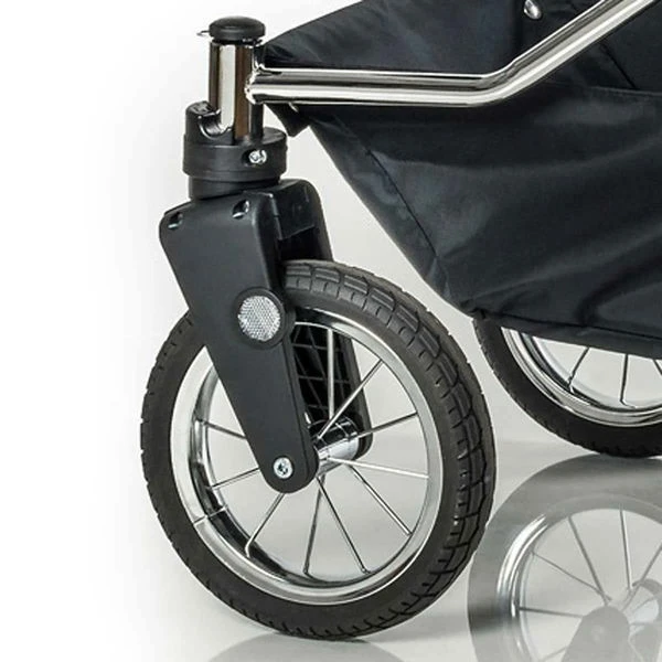 HESBA ClassicKorb Kinderwagen Außen 685 Innen 180 Schwenkbare Vorderräder Schwarz – Bild 5