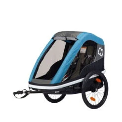 Hamax Avenida Twin Fahrradanhänger Petrol Blau Mit Federung - Inkl. Deichsel & Buggyrad