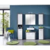 Trendteam Miami Badmöbel-Set 5-teilig Mit Spiegelschrank Beleuchtet | Weiß / Rauchsilber