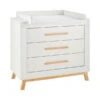 Schardt Miami White Wickelkommode 3 Schübe Dekor Weiß/Buche Massiv - Inkl. Wickelaufsatz