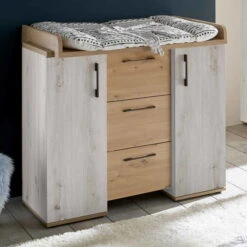 Mäusbacher Micha Wickelkommode Schmal Artisan Weiß/asteiche