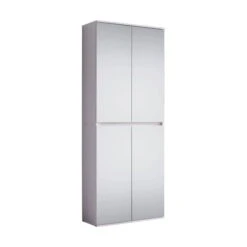 Trendteam Mirror Spiegelgarderobenschrank Weiß Melamin | 4-türig