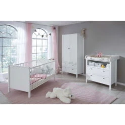 Trendteam Ole Babyzimmer 3-teilig, Weiß, 2-türiger Schrank