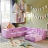 Nature Kid Kindersitzecke Kuschelsofa Rosa 6teilig Mit Anti-rutsch Unterboden