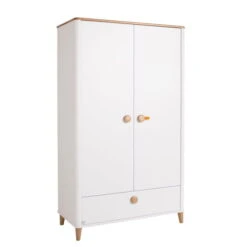 Paidi Lotte & Fynn Kleiderschrank 2T 1S Kreideweiß/Eiche Massiv - Steiff By PAIDI