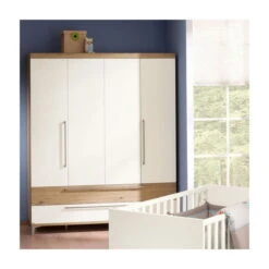 Paidi Remo Kleiderschrank 4 Türen, 2 Schubladen Eiche-Bordeaux/Kreideweiß