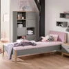 Paidi Sten Traumliege Eiche/grau - Gepolstert Dunkelrosa 120x200 Cm