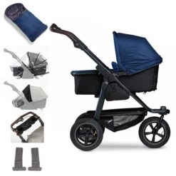Tfk Mono 2 Kombi Kinderwagen Marine Luftrad-Set Bundle Mit Cupholder