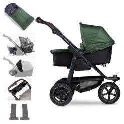 Tfk Mono 2 Kombi Kinderwagen Olive Luftrad-Set Bundle Mit Cupholder