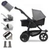 Tfk Mono 2 Kombi Kinderwagen Premium Grau Luftrad-Set Bundle Mit Cupholder