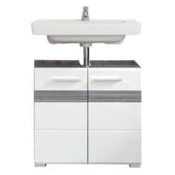 Trendteam Set-One Bad Waschbeckenunterschrank Weiß / Rauchsilber